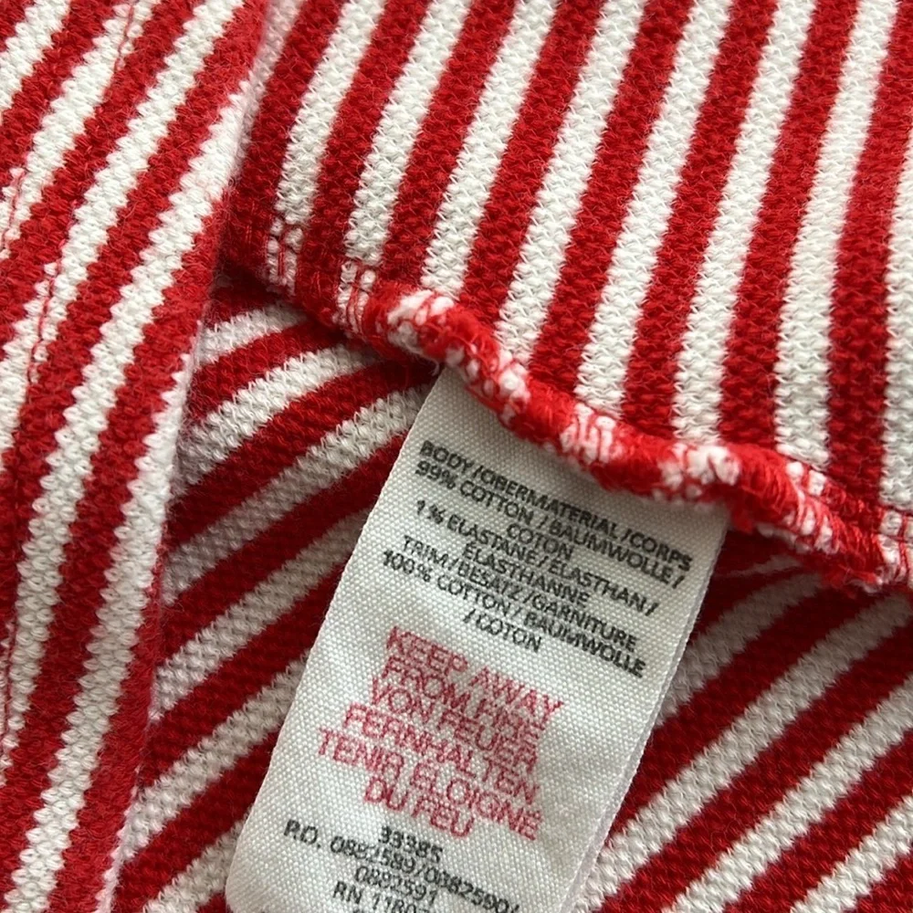 Mini Boden red and white striped collared twirl dress